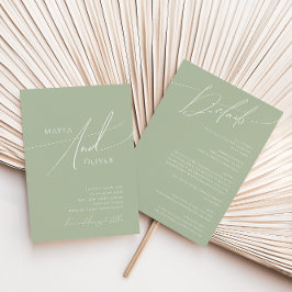 Invitación Guión caprichoso | Sage Green All In One Boda