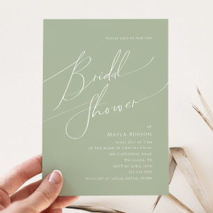 Invitación Guión caprichoso   Sage Green Bridal Shower