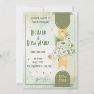 Invitación Guión caprichoso | Sage Green Casual Boda