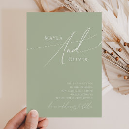 Invitación Guión caprichoso | Sage Green Casual Boda