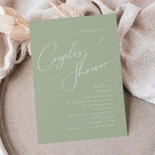 Invitación Guión caprichoso   Sage Green Couples Shower