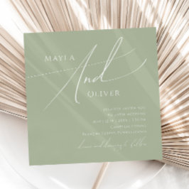 Invitación Guión caprichoso | Sage Green Square Boda