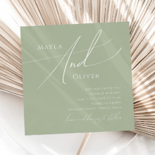 Invitación Guión caprichoso   Sage Green Square Boda