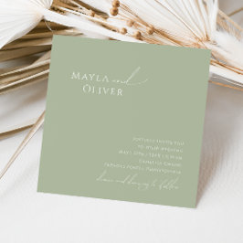 Invitación Guión caprichoso | Sage Green Square Boda