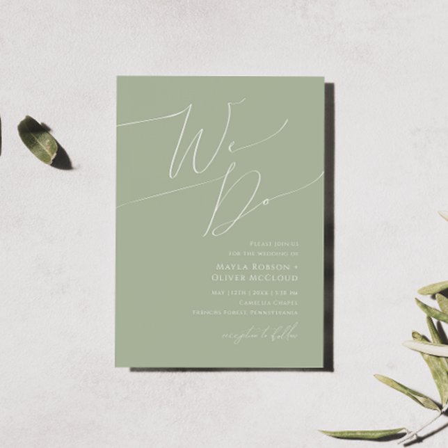 Invitación Guión caprichoso | Sage Green We Do Boda (Subido por el creador)