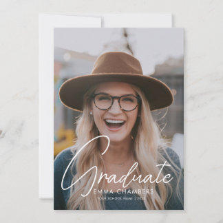 Invitación Guión casual blanco | Partido de Graduación de Fot