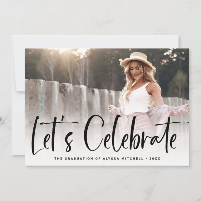 Invitación Guión casual negro | Dos fiestas de graduación fot (Anverso)