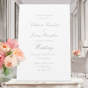 Invitación Guión clásico de Boda de línea blanca