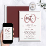 Invitación Guión clásico de Borgoña de cumpleaños número 60<br><div class="desc">¡Celebra el gran estilo de 6-0! Lleva tu celebración de cumpleaños al siguiente nivel con esta invitación formal de escritura clásica de Borgoña de cumpleaños número 60. Con un cuadro de texto burdeos clásico sobre un fondo blanco, se pueden incluir detalles personalizados en una caligrafía con letras a mano moderna....</div>