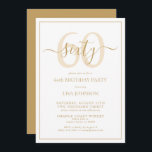 Invitación Guión clásico de oro de cumpleaños número 60<br><div class="desc">¡Celebra el gran estilo de 6-0! Lleva tu celebración de cumpleaños al siguiente nivel con esta invitación formal de escritura Gold Classic de cumpleaños número 60. Con una caja de texto clásica de oro sobre fondo blanco, se pueden incluir detalles personalizados en una caligrafía moderna con letras a mano. Añada...</div>