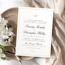Invitación Guión Clásico Elegancia Boda Blanco Y Negro