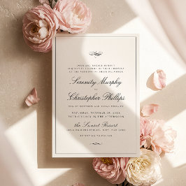 Invitación Guión Clásico Elegancia Boda Blanco Y Negro