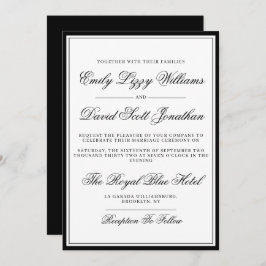 Invitación Guión clásico elegante negro tradicional