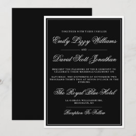 Invitación Guión clásico elegante negro tradicional