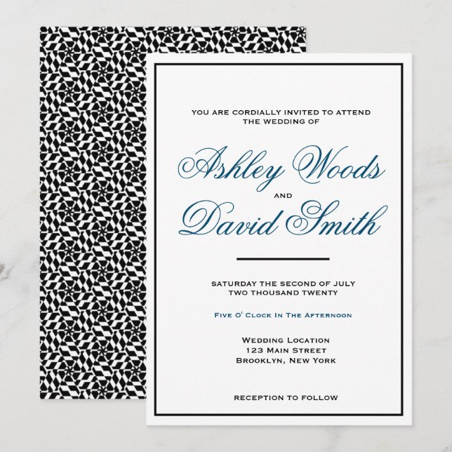 Invitación Guión clásico elegante simple (Anverso / Reverso)