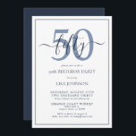 Invitación Guión clásico formal de la Marina de los 50 Años<br><div class="desc">¡Celebra el gran estilo de 5-0! Lleva tu celebración de cumpleaños al siguiente nivel con esta invitación formal de escritura azul de la Marina de los 50 Años. Con un cuadro de texto clásico de la Marina Azul sobre un fondo blanco, se pueden incluir detalles personalizados en una caligrafía con...</div>
