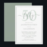 Invitación Guión clásico verde de cumpleaños número 50 formal<br><div class="desc">¡Celebra el gran estilo de 5-0! Lleva tu celebración de cumpleaños al siguiente nivel con esta invitación formal de escritura clásica de cumpleaños número 50. Con un cuadro de texto verde sabio clásico sobre un fondo blanco, se pueden incluir detalles personalizados en una caligrafía con letras a mano moderna. Añada...</div>