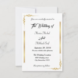 Invitación Guión clásico y motivo de oro oriental