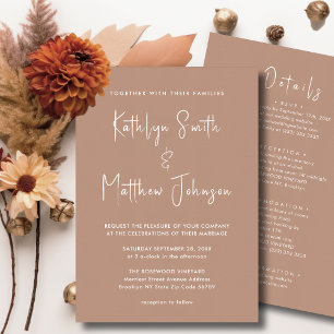 Invitación Guión Clay Moderno Todo En Un Boda Minimalista