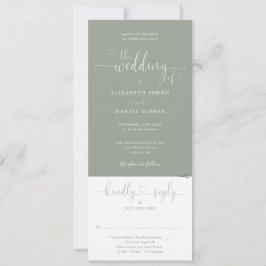 Invitación Guión Corazón Sage Green Todo En Un Boda