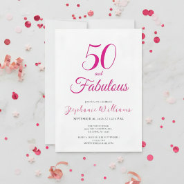 Invitación Guión de 50 y fabuloso Cumpleaños de 50 años en ro