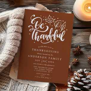 Invitación Guión de Acción de Gracias Sé Agradecido Cena Marr
