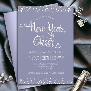 Invitación Guión de alegría de año nuevo Confeti Gris Morado