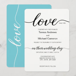 Invitación Guión de amor elegante verde azulado blanco y negr