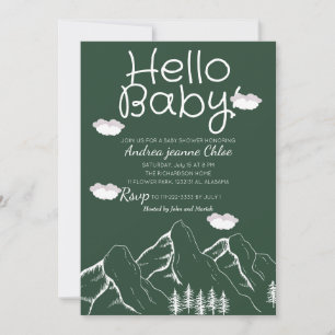 Invitación Guión de Baby Shower Simple Adventure Mountain