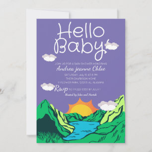 Invitación Guión de Baby Shower Simple Adventure Mountain