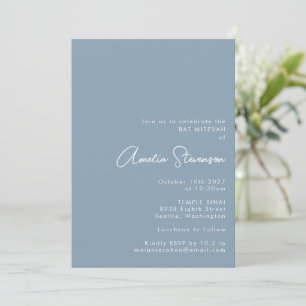 Invitación Guion de Bat Mitzvah minimalista moderno dusty blu