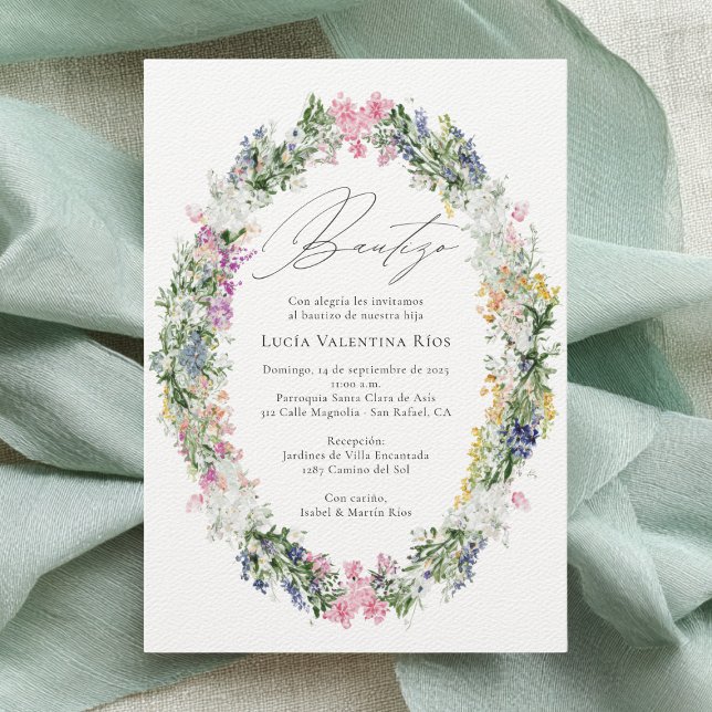 Invitación Guión de Bautizo Español Flores Bautismo (Subido por el creador)