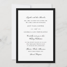 Invitación Guión de boda con borde negro