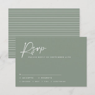 Invitación Guion de boda verde sabio moderno respuesta rsvp