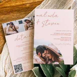 Invitación Guión de Boho Names arco 4 foto todo en un boda