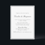 Invitación Guión de borde clásico Boda elegante todo en uno<br><div class="desc">Clásico guión tradicional Elegante Invitación a la boda con borde estrecho en negro y detalles en línea de RSVP</div>