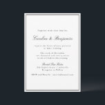 Invitación Guión de borde clásico Boda elegante todo en uno<br><div class="desc">Clásico guión tradicional Elegante Invitación a la boda con borde estrecho en negro y detalles en línea de RSVP</div>