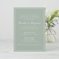 Guion de borde clásico Elegante boda Sage RSVP