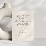 Invitación Guión de borde clásico formal elegante Boda marfil<br><div class="desc">Estilo clásico formal de escritura tradicional Elegante Invitación de matrimonio con borde estrecho y detalles de RSVP en línea en crema de marfil</div>