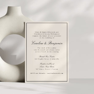 Invitación Guión de borde clásico formal elegante Boda marfil