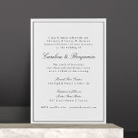 Invitación Guión de borde clásico formal Elegante Boda RSVP<br><div class="desc">Estilo clásico formal de escritura tradicional Elegante Invitación de matrimonio con borde estrecho en negro y detalles en línea de RSVP</div>