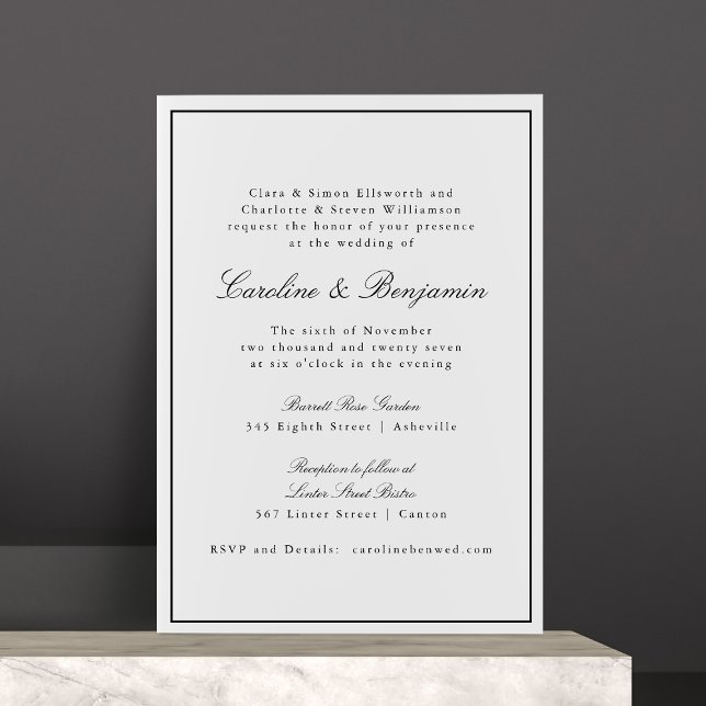 Invitación Guión de borde clásico formal Elegante Boda RSVP (Subido por el creador)