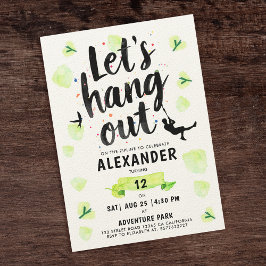 Invitación Guión de broche de aventura Zipline verde divertid