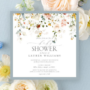 Invitación Guión de caída de color azul pastel Baby Shower
