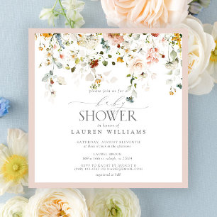 Invitación Guión de caída de color rosa pastel Baby Shower