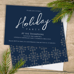 Invitación Guión de caligrafía azul de marina simple y modern