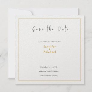 Invitación Guión de caligrafía de color oro de boda Guardar l