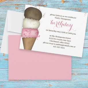 Invitación Guión de caligrafía de crema de hielo rosa de cump