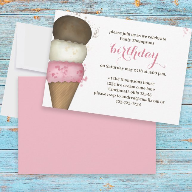 Invitación Guión de caligrafía de crema de hielo rosa de cump (Subido por el creador)