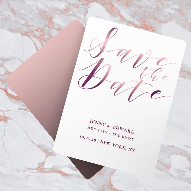 Invitación Guión de caligrafía de oro Rosa Moderno Guardar la (Subido por el creador)